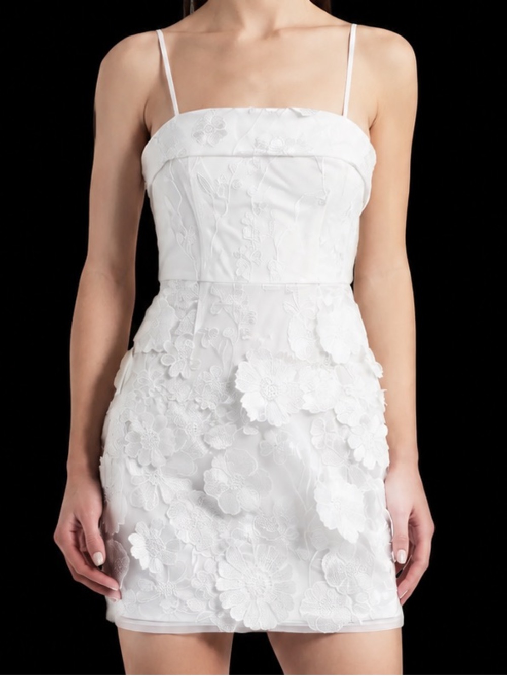 City Studio White Floral Appliqué Mini Dress